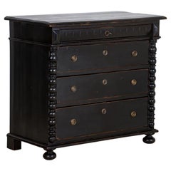Antique Black Painted Danish Chest of Drawers