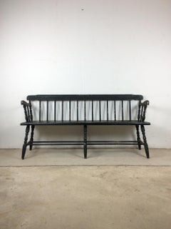 Antique Black Painted Deacon's Bench