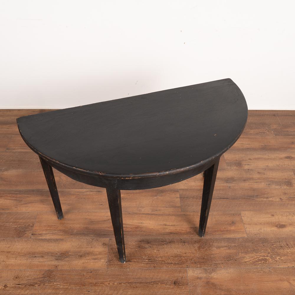 Swedish Antique Black Painted Demi Lune Side Table Console from Sweden, circa 1880