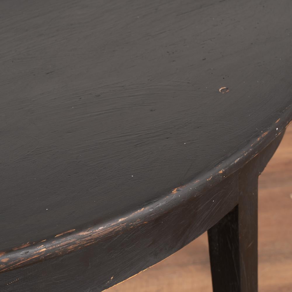 Antique Black Painted Demi Lune Side Table Console from Sweden, circa 1880 In Good Condition In Round Top, TX