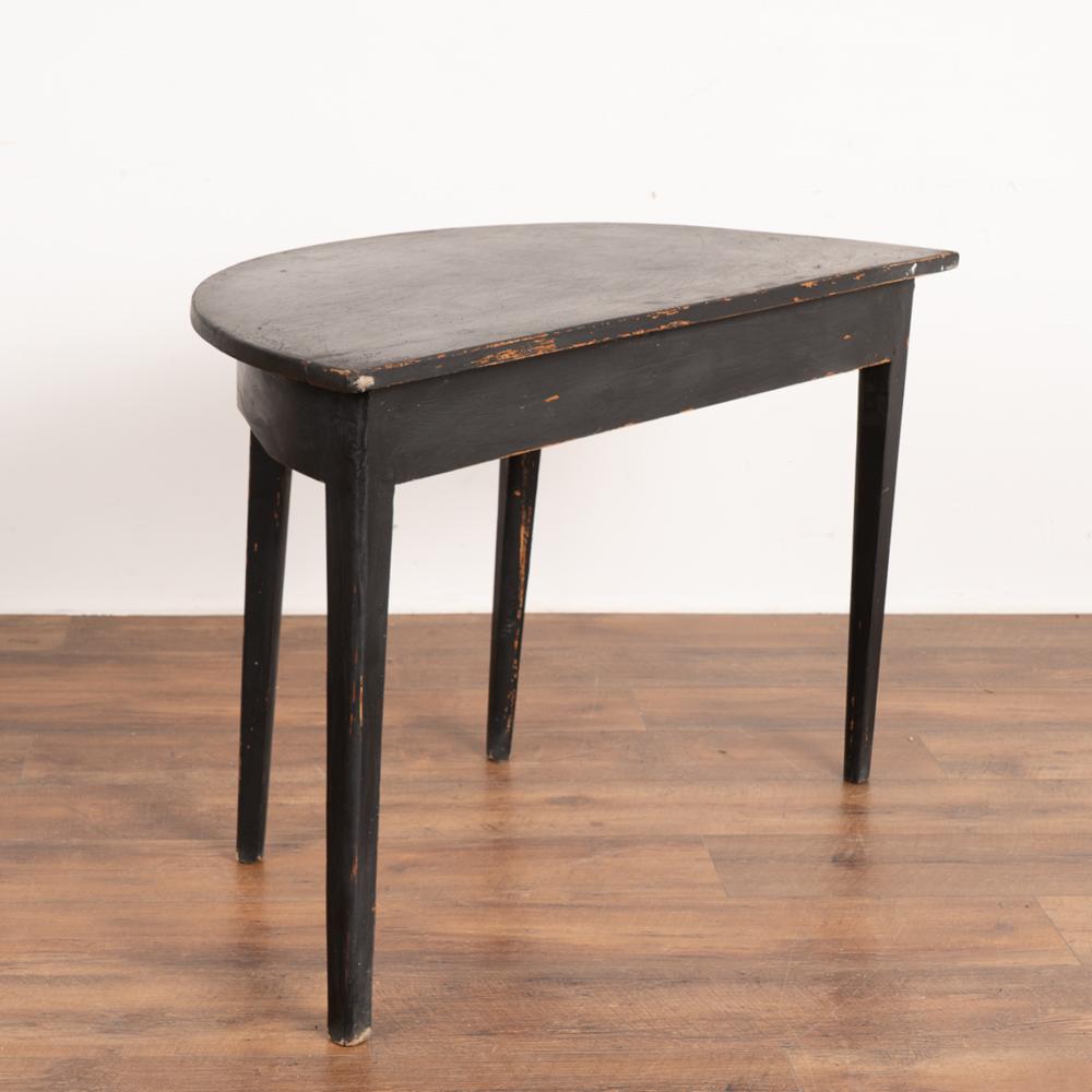 Antique Black Painted Demi Lune Side Table Console from Sweden, circa 1880 1