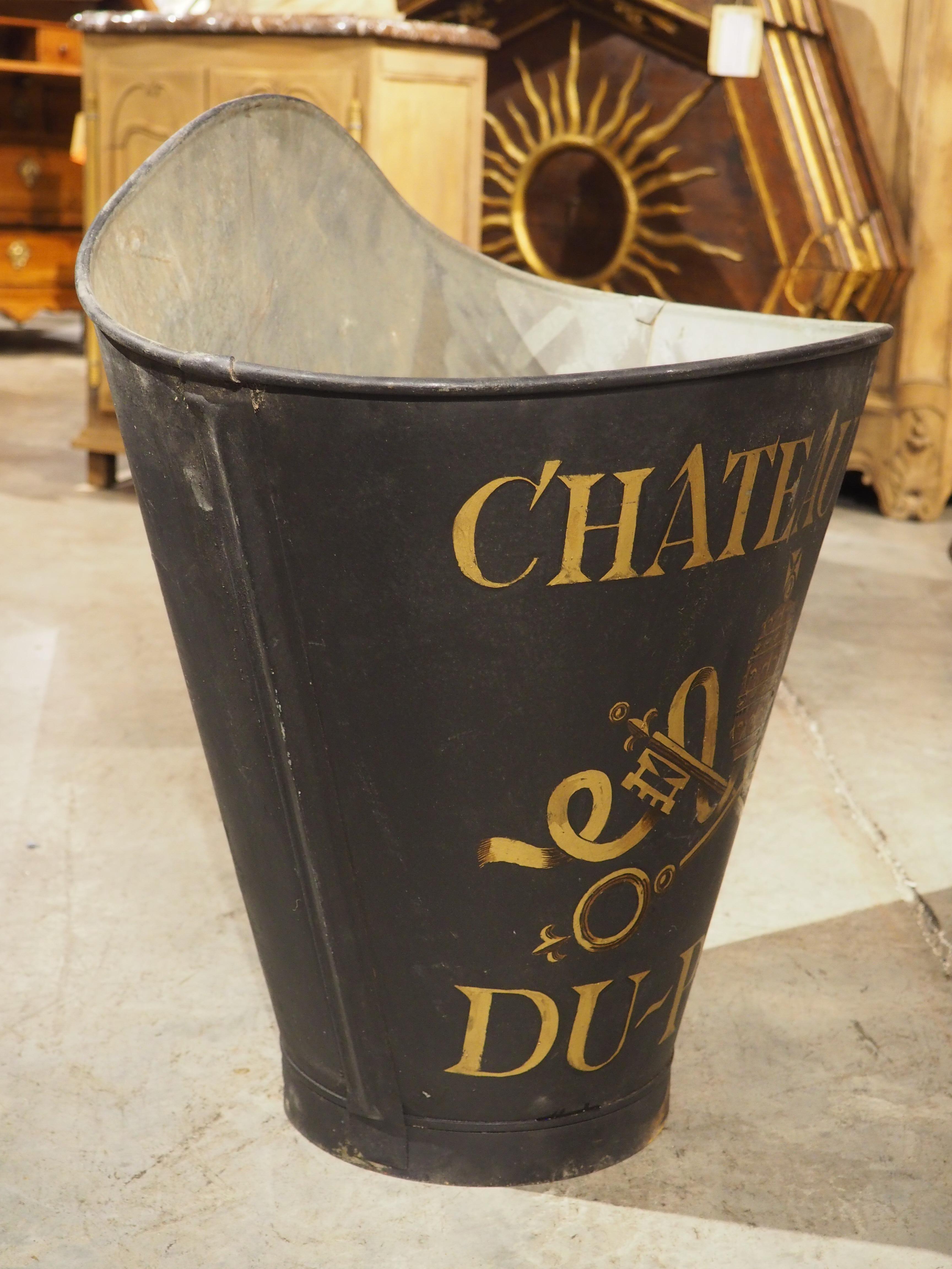 Hand-Painted Antique Black Painted French Wine Hotte from the Haute-Garonne