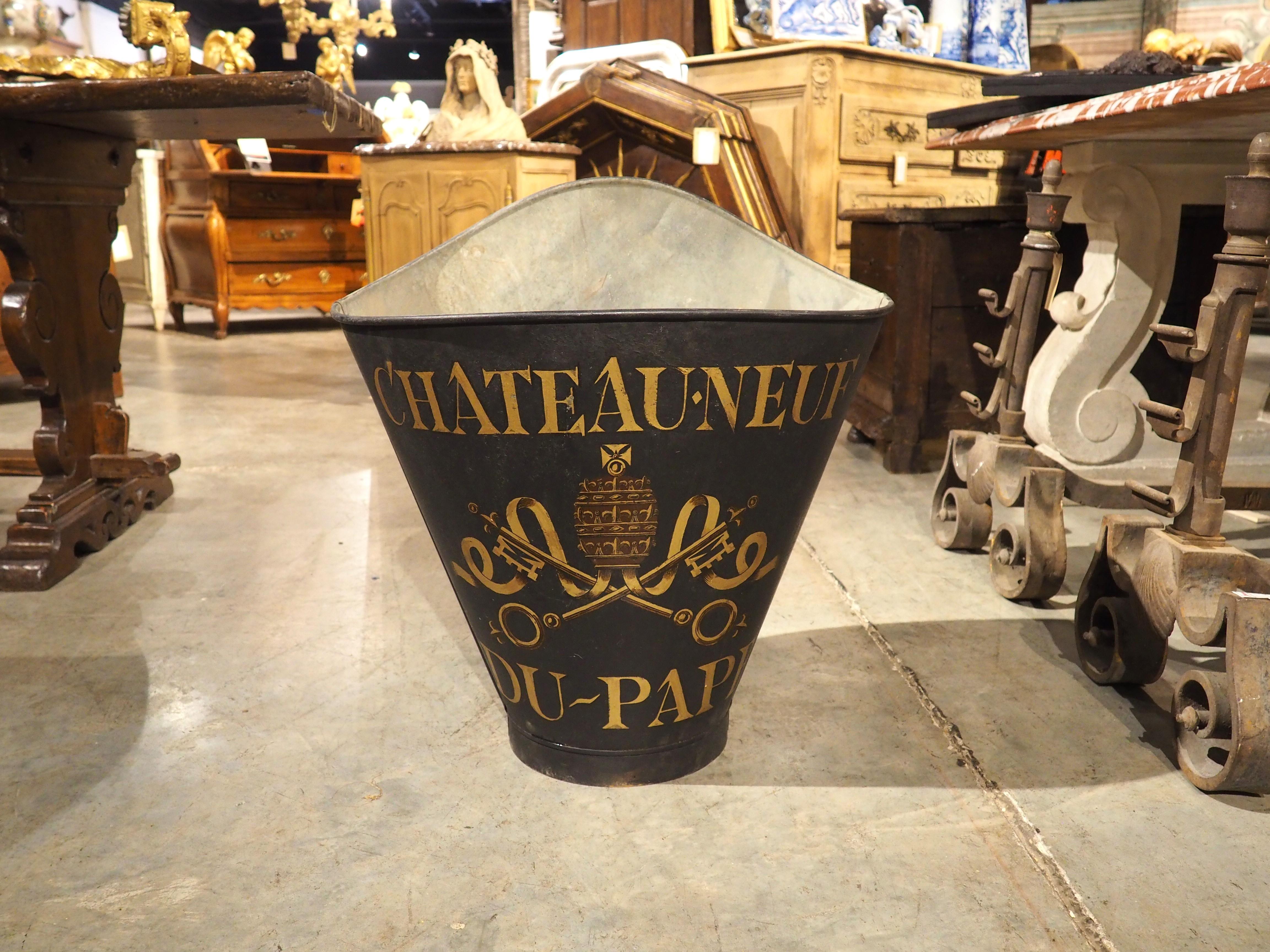 Metal Antique Black Painted French Wine Hotte from the Haute-Garonne