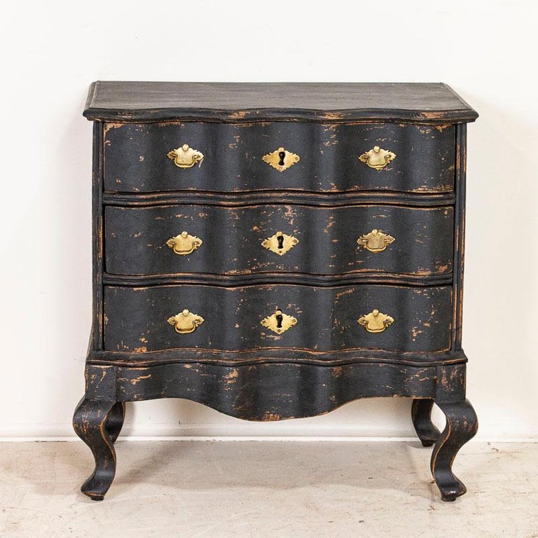 Antique Black Painted Small Chest of Drawers or Nightstand at 1stDibs black chest of drawers