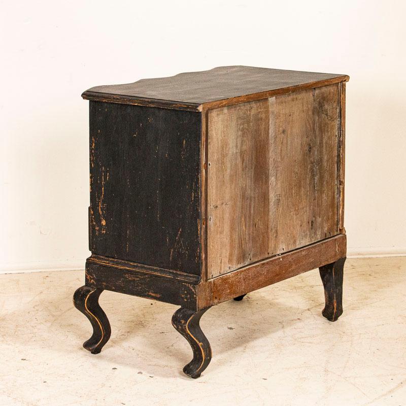 Danish Antique Black Painted Small Chest of Drawers or Nightstand