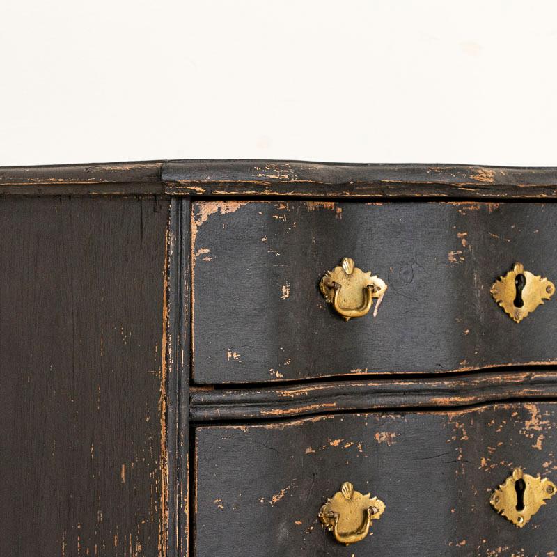18th Century Antique Black Painted Small Chest of Drawers or Nightstand