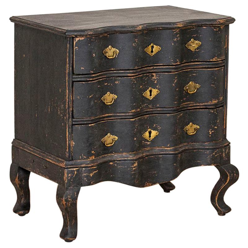 Antique Black Painted Small Chest of Drawers or Nightstand