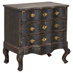 Antique Black Painted Small Chest of Drawers or Nightstand