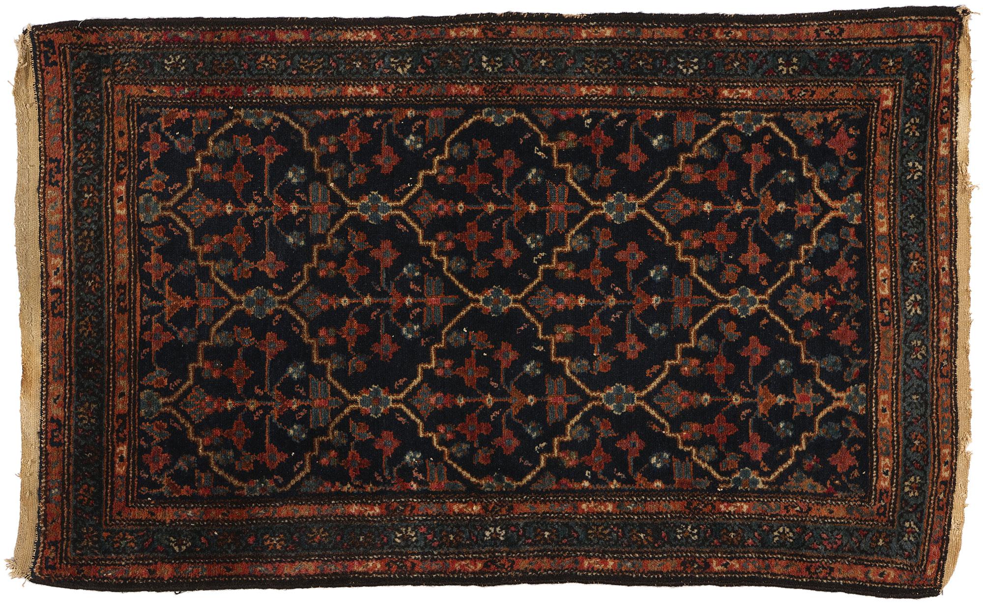Antique Black Persian Hamadan Rug, Timeless Allure Meets Enigmatic Elegance For Sale 3