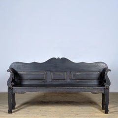 Antique Black Pine Bench, 1900s