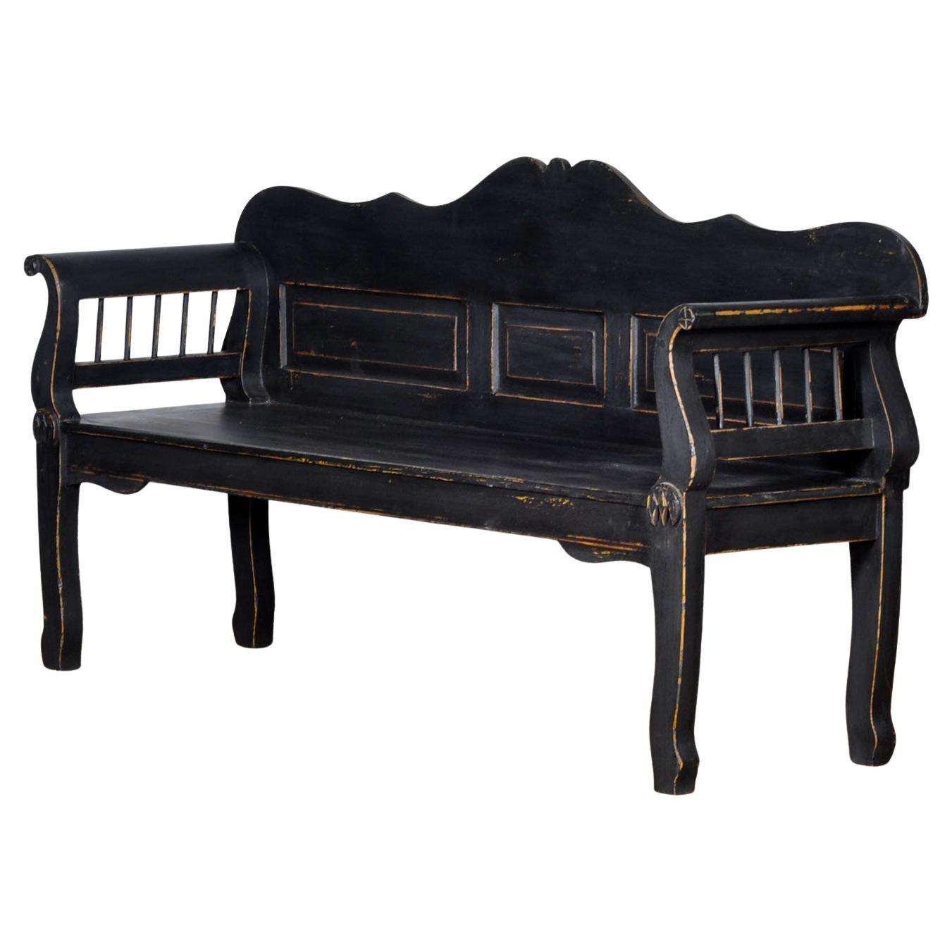 Banc ancien en pin noir, années 1900