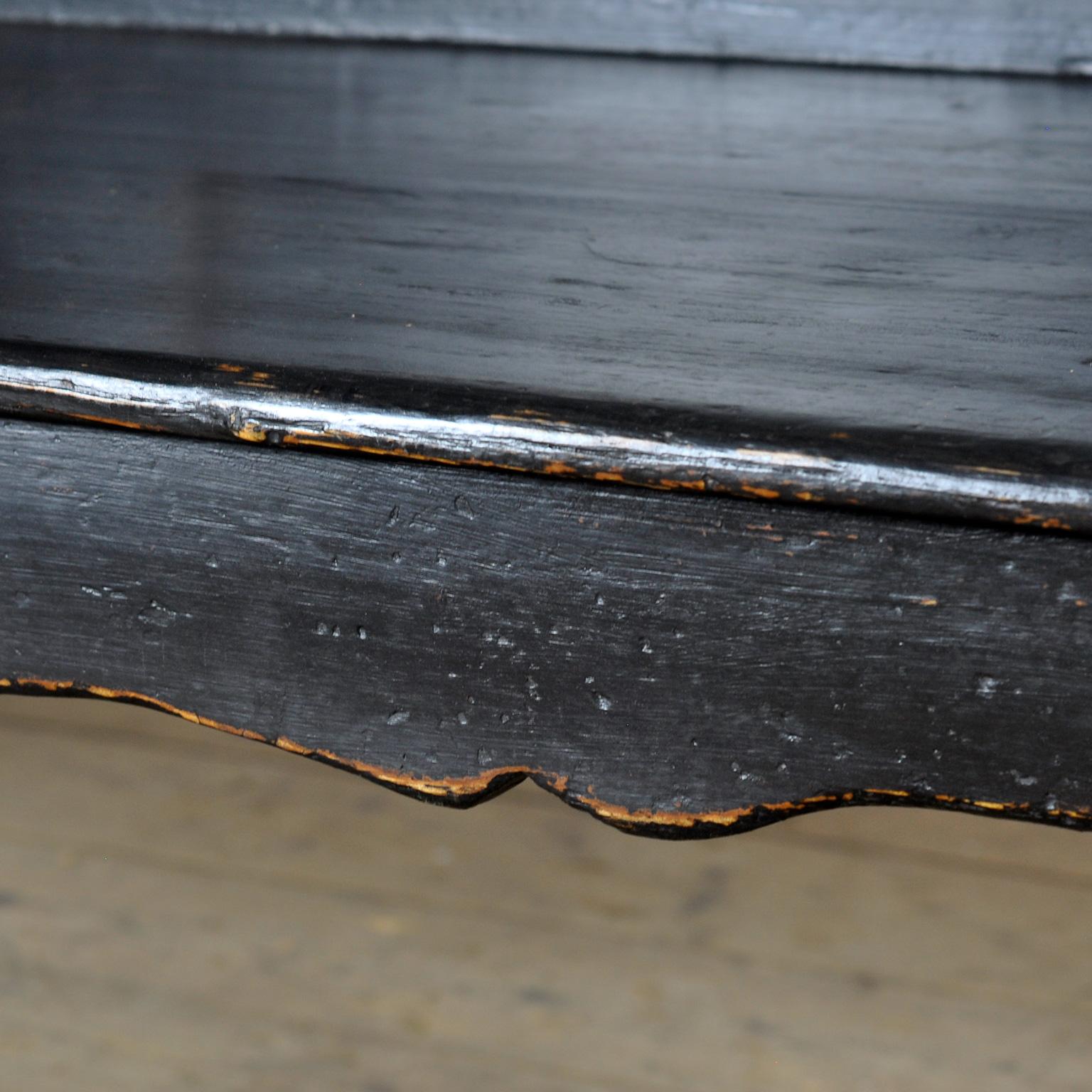 Antique black Pine Bench, 1920s 5