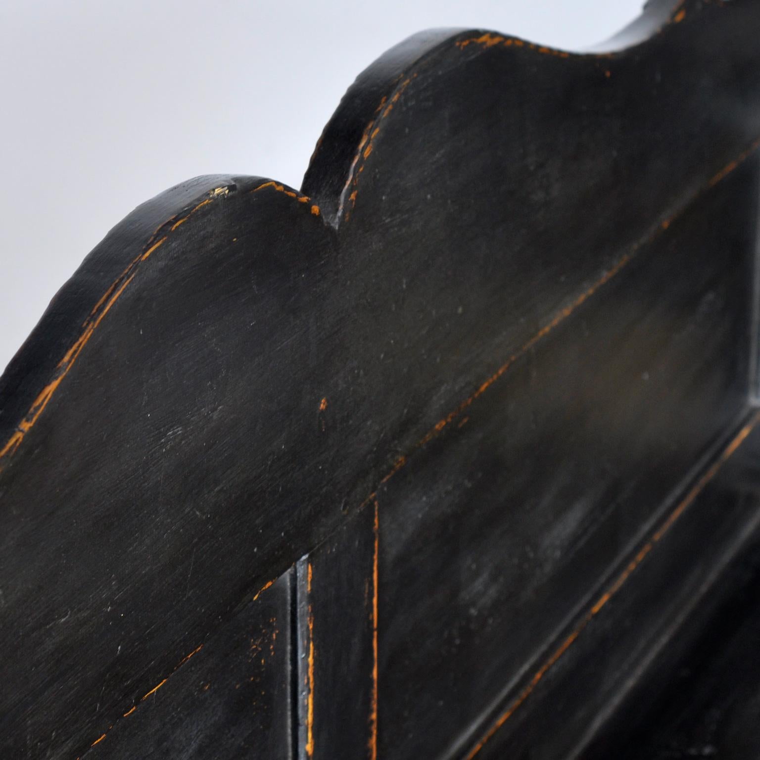 Early 20th Century Antique black Pine Bench, 1920s