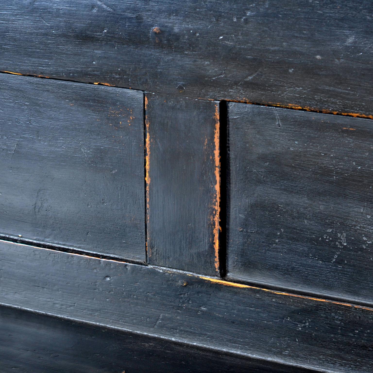 Antique black Pine Bench, 1920s 3