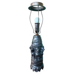 Antique Black Pottety Table Lamp By Edvard Frederik Sonne Bornholm Denmark