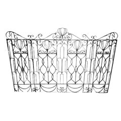 Antique Black Regency Scrolling Wrought Iron Fence Panel