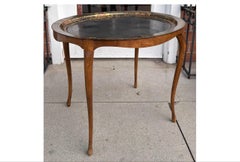 Antique Black Role and Burl Walnut Tray Top Side or Cocktail Table