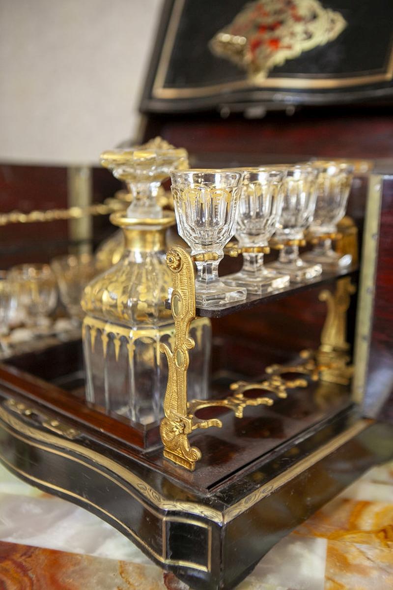 Valigetta per liquori in palissandro nero del XIX secolo nello stile di Napoleone III in vendita 5