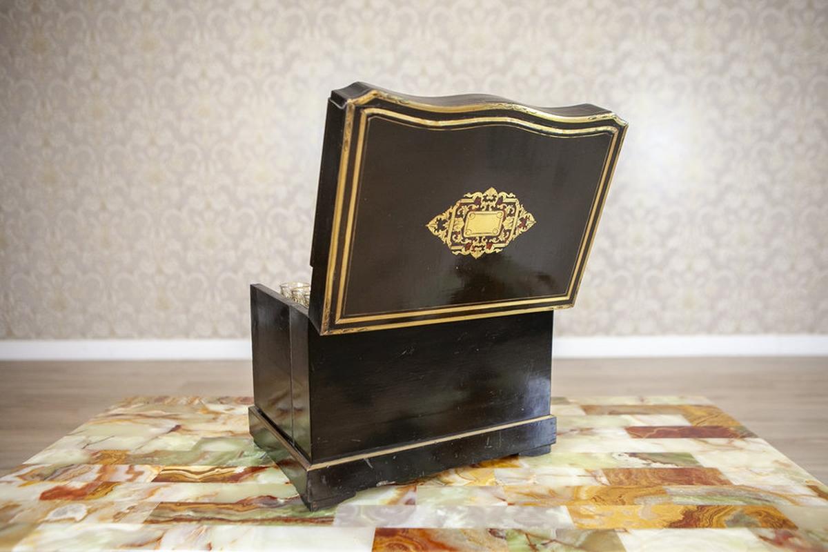 Vetro Valigetta per liquori in palissandro nero del XIX secolo nello stile di Napoleone III in vendita