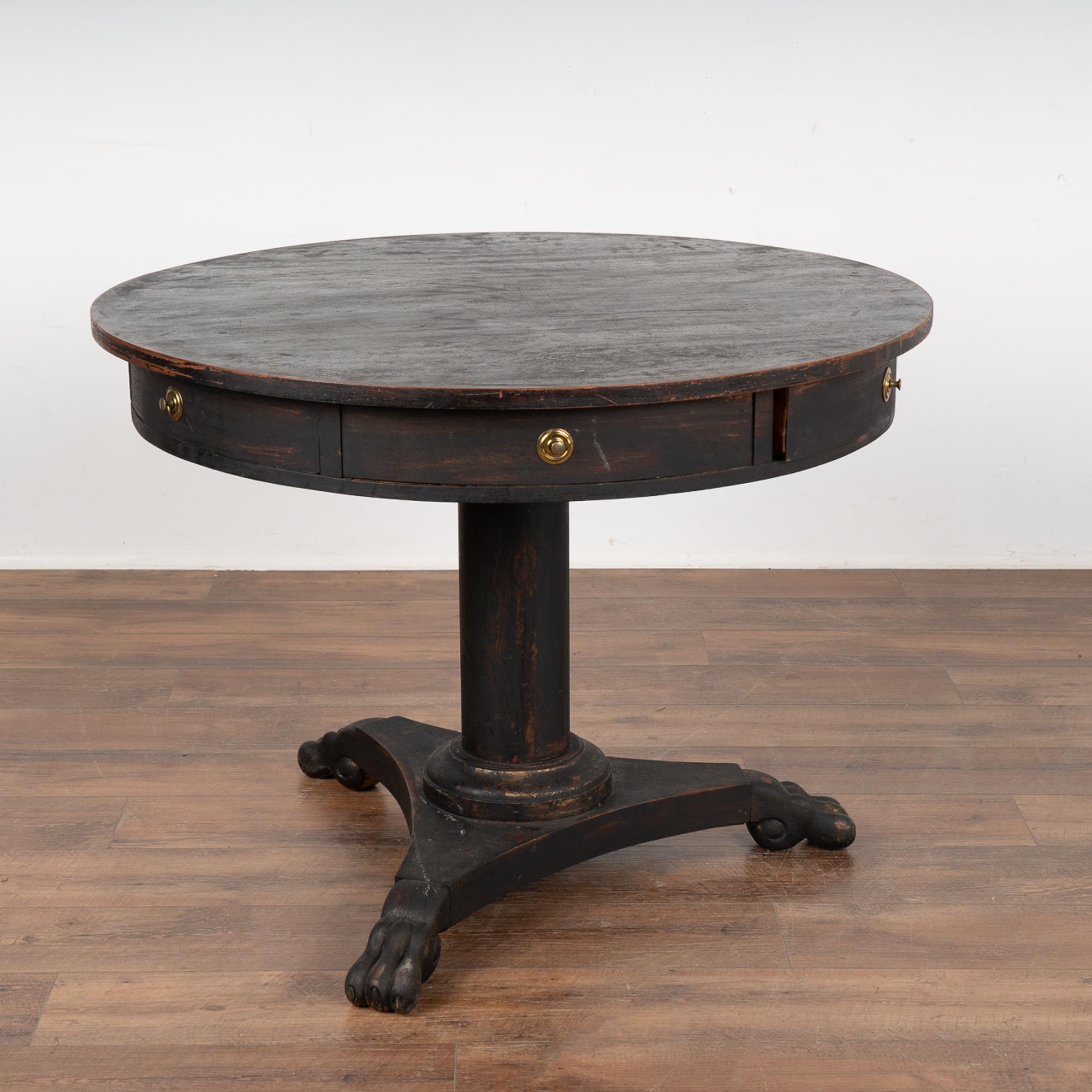 Antique Black Round Drum Table, Sweden circa 1820-40 3