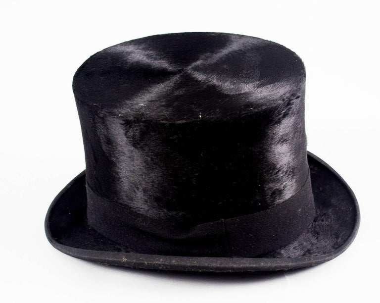 Antique Black Silk Top Hat by Christy's London, Early 20th Century