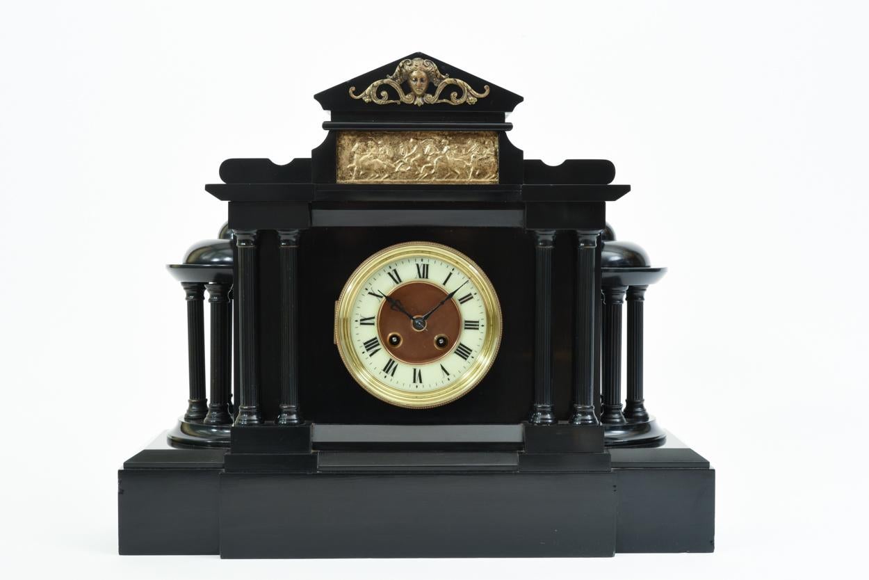Antique Black Slate Classic Mantel or Desk Clock 4