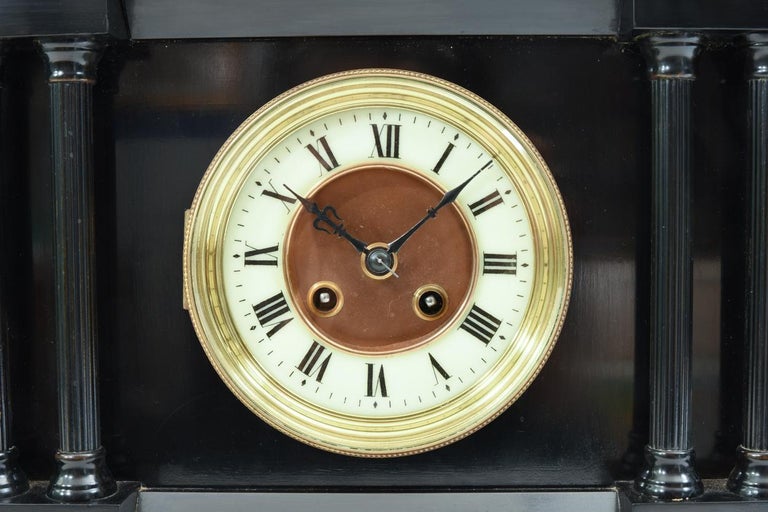 Antique Black Slate Classic Mantel Or Desk Clock For Sale At 1stdibs