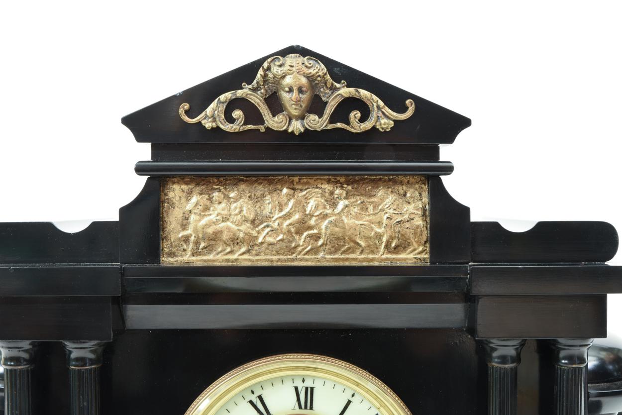 Antique Black Slate Classic Mantel or Desk Clock 1