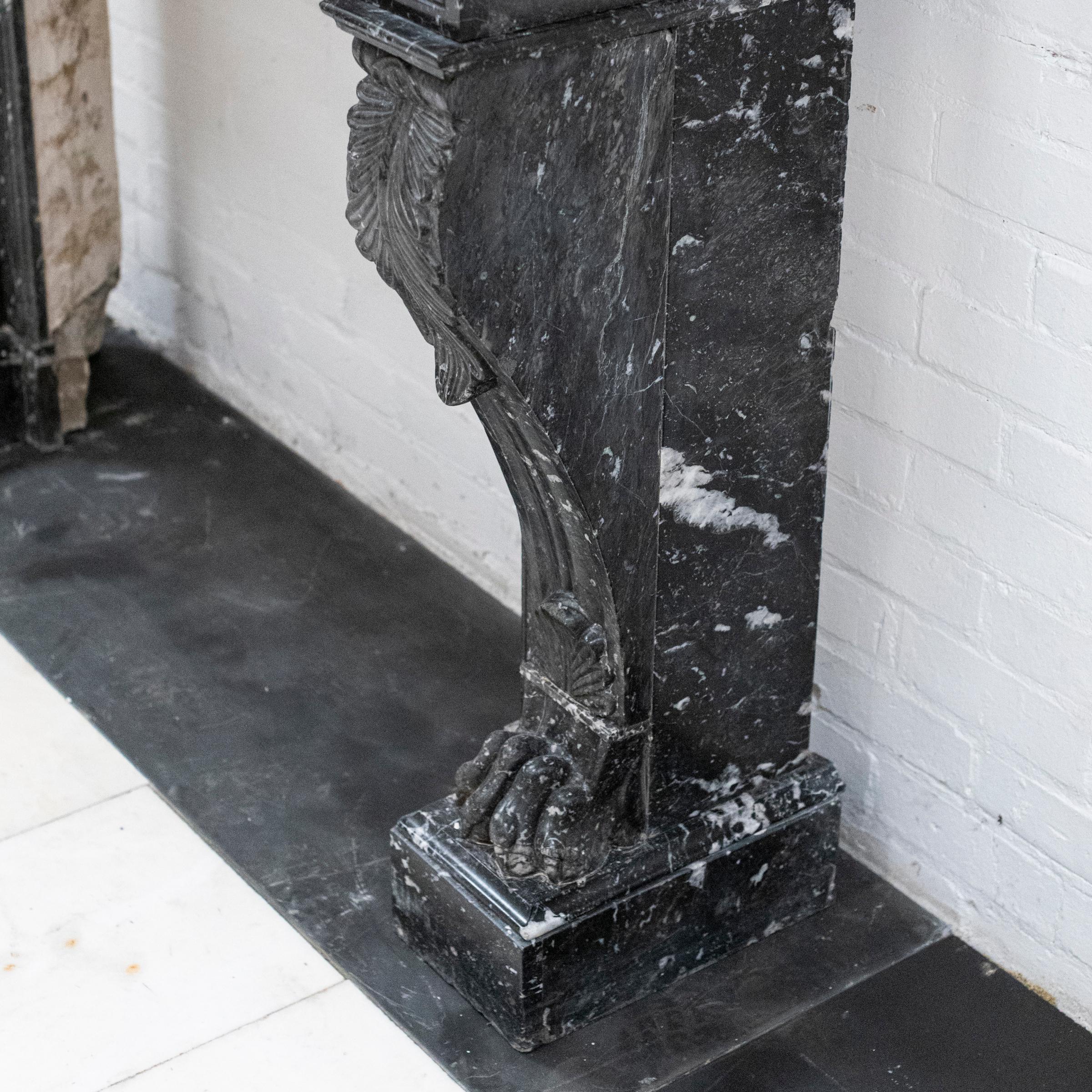 Antique Black St Anne's Marble Napoleon III Style Fire Surround For Sale 5