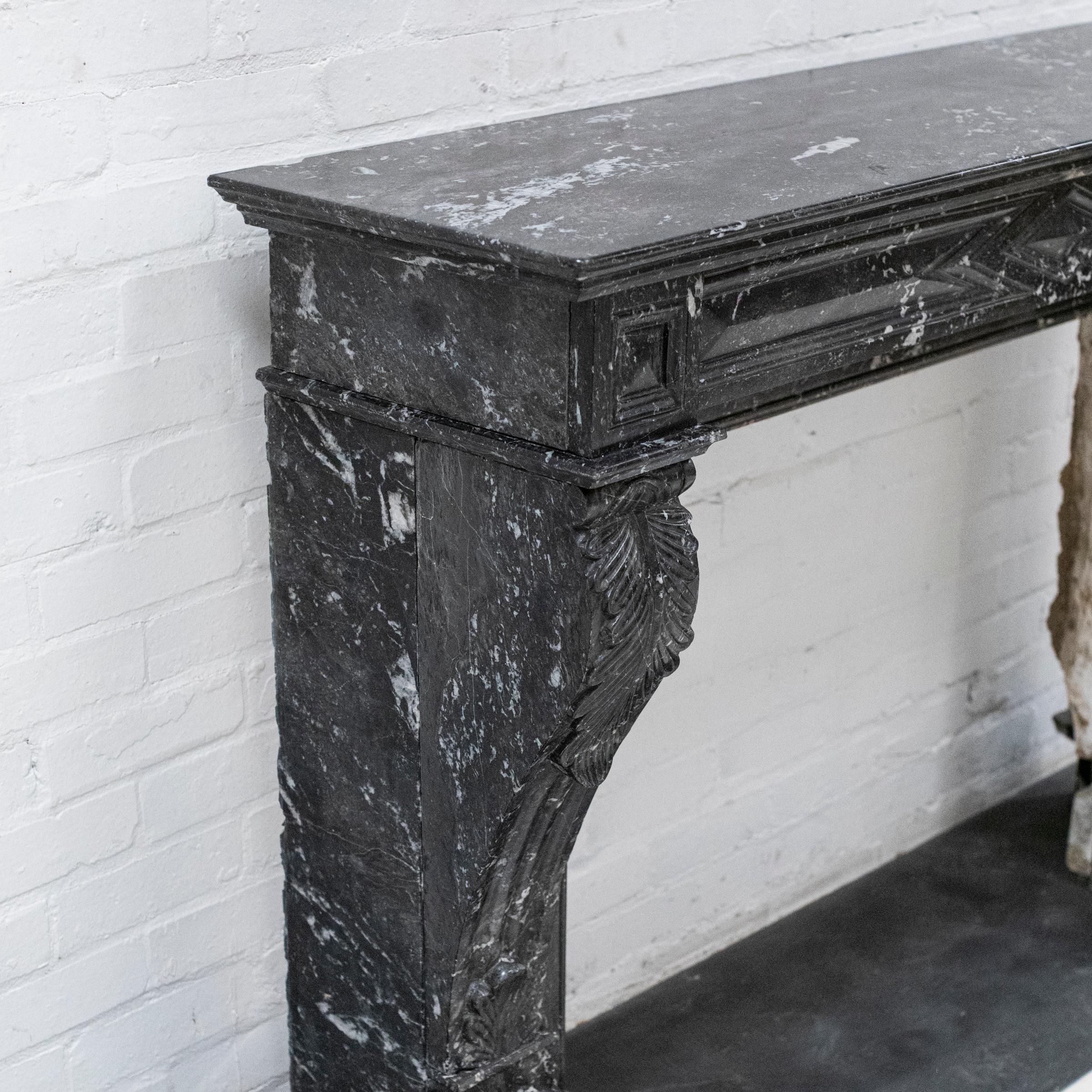 Antique Black St Anne's Marble Napoleon III Style Fire Surround For Sale 6