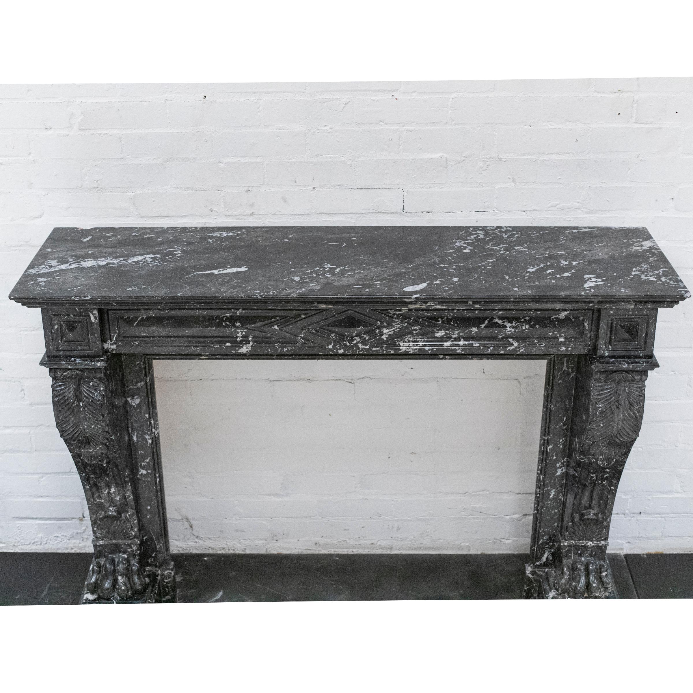 Antique Black St Anne's Marble Napoleon III Style Fire Surround For Sale 7