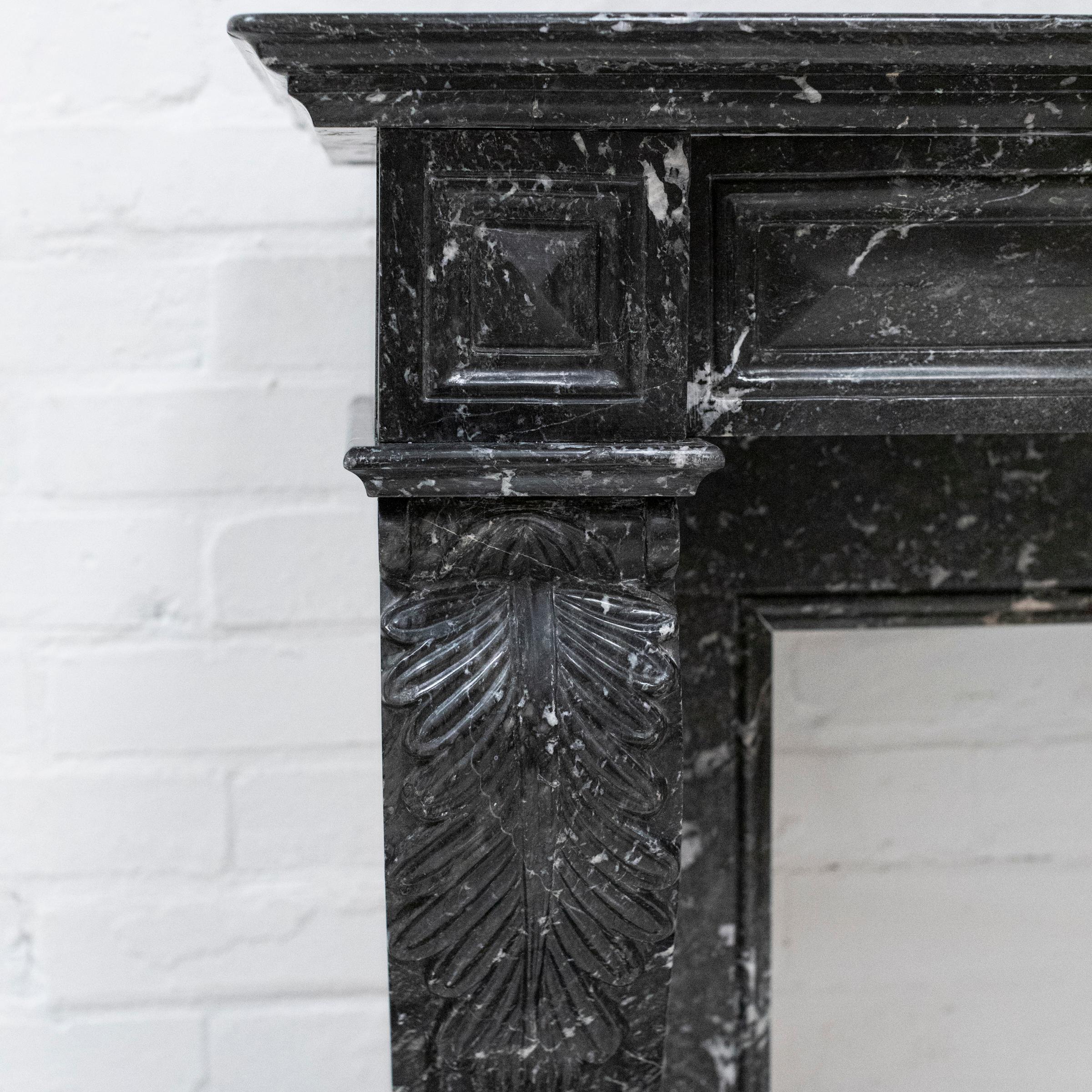 Antique Black St Anne's Marble Napoleon III Style Fire Surround In Good Condition For Sale In Ware, GB
