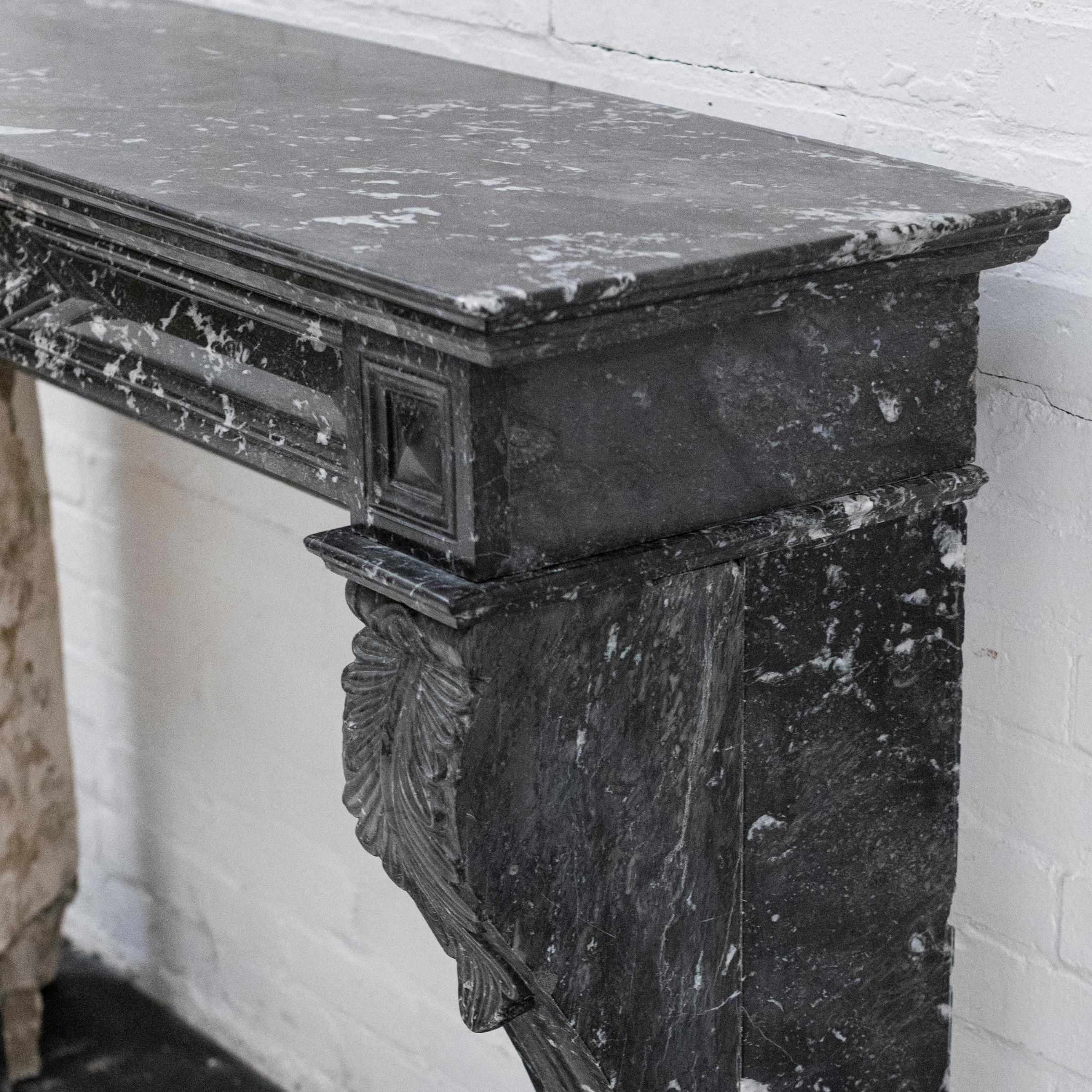 Antique Black St Anne's Marble Napoleon III Style Fire Surround For Sale 4