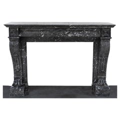 Antique Black St Anne's Marble Napoleon III Style Fire Surround