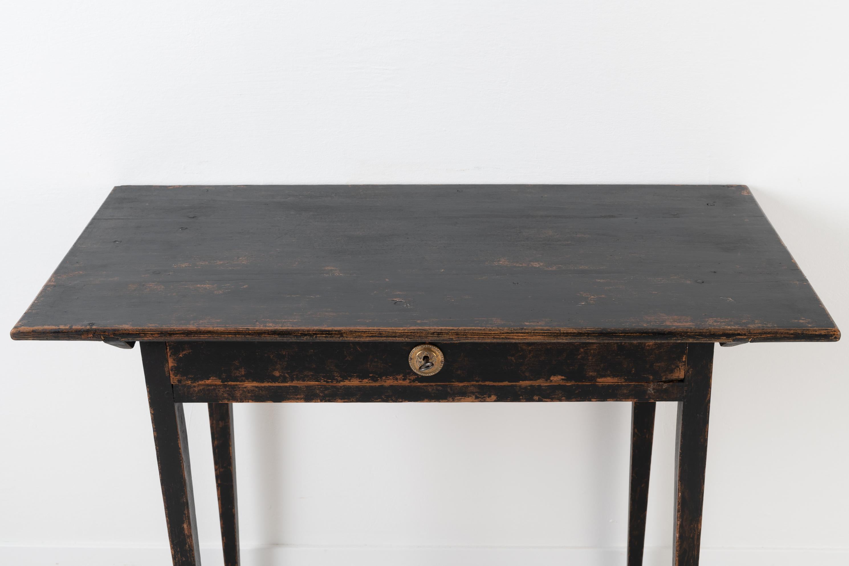 Antique Black Swedish Neoclassical Writing Table 4