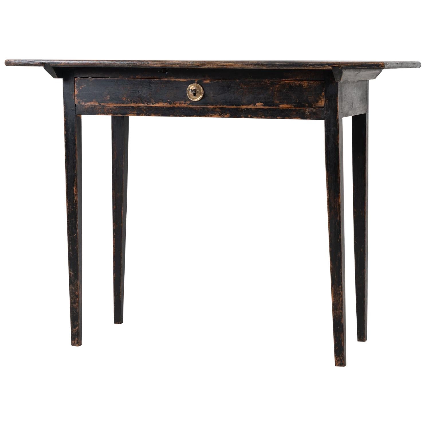 Antique Black Swedish Neoclassical Writing Table