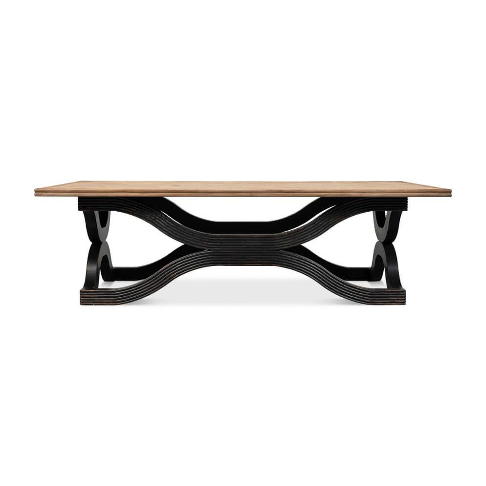 Wood Antique Black Tidal Flow Coffee Table For Sale