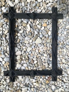 Antique Black Tramp Art Frame Folk Art Picture Frame Carved Wood Carved Oak