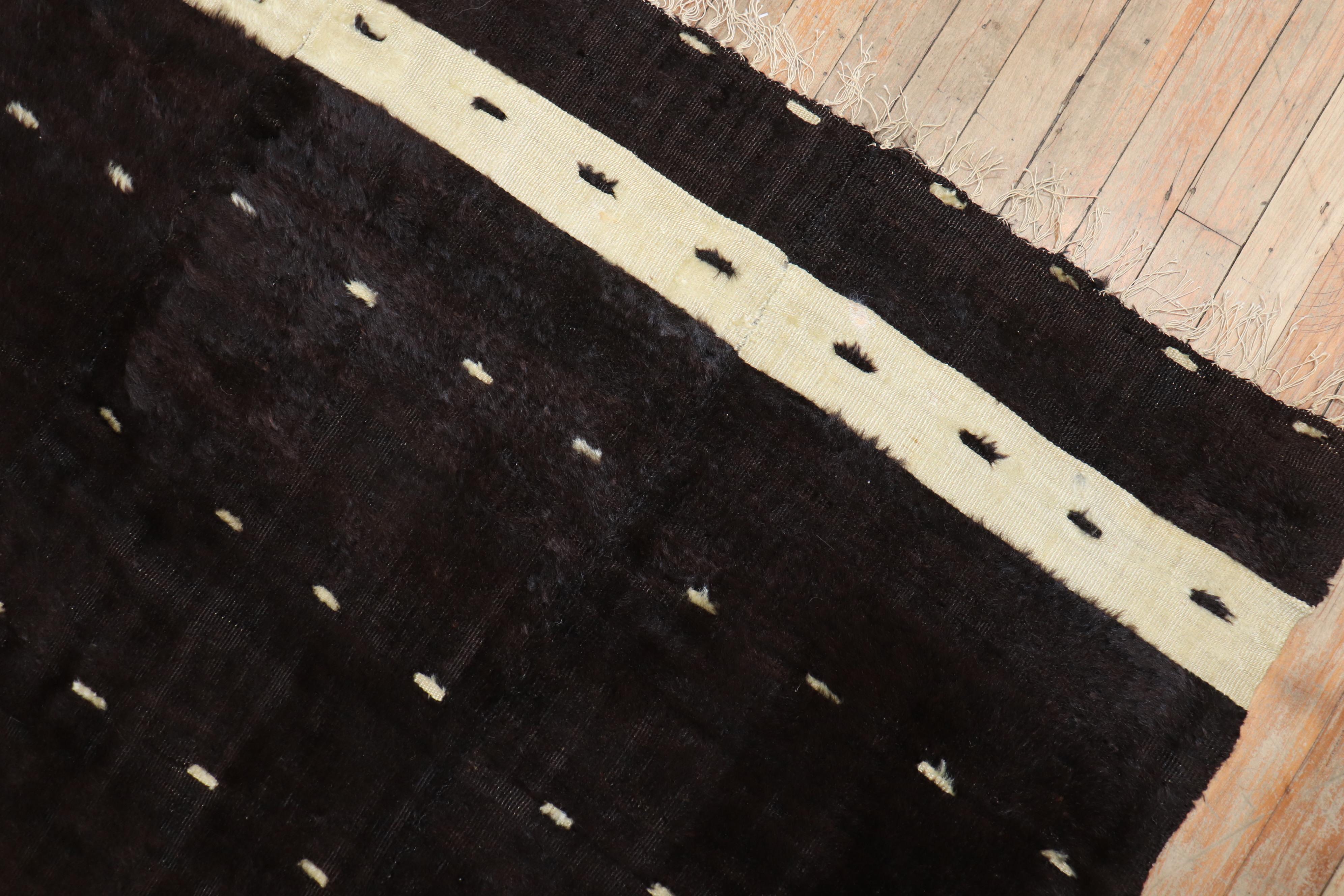 20th Century Antique Black Turkish Mohair Rug For Sale