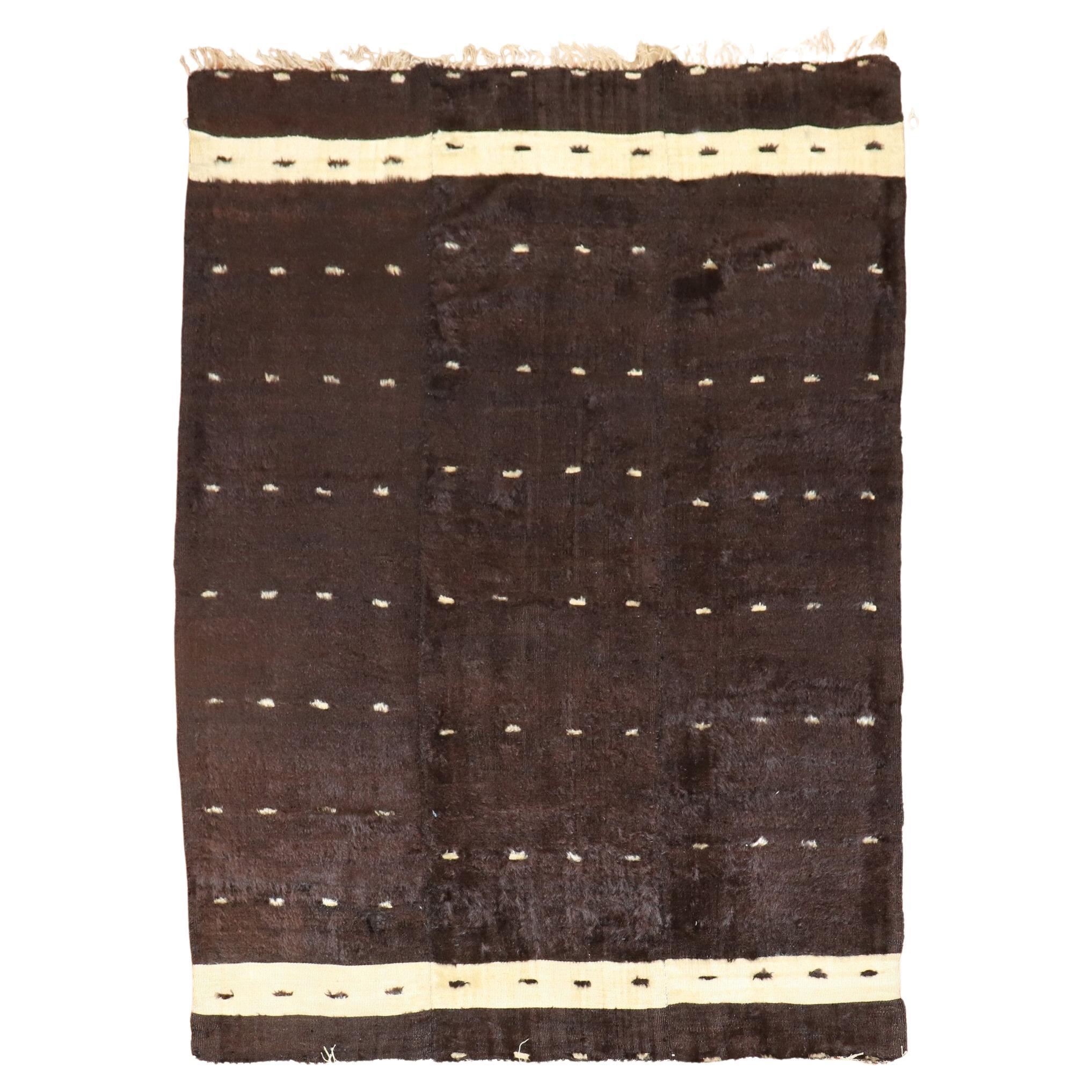 Antique Black Turkish Mohair Rug