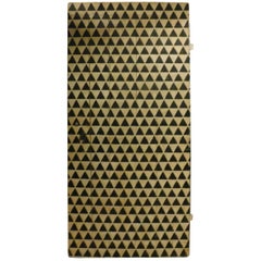 Vintage Black White Lacquered Door Triangles on Wood, Original Irons, 1900 Italy