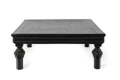 Antique  blackened walnut French Large Square Orientalistic Coffee Table