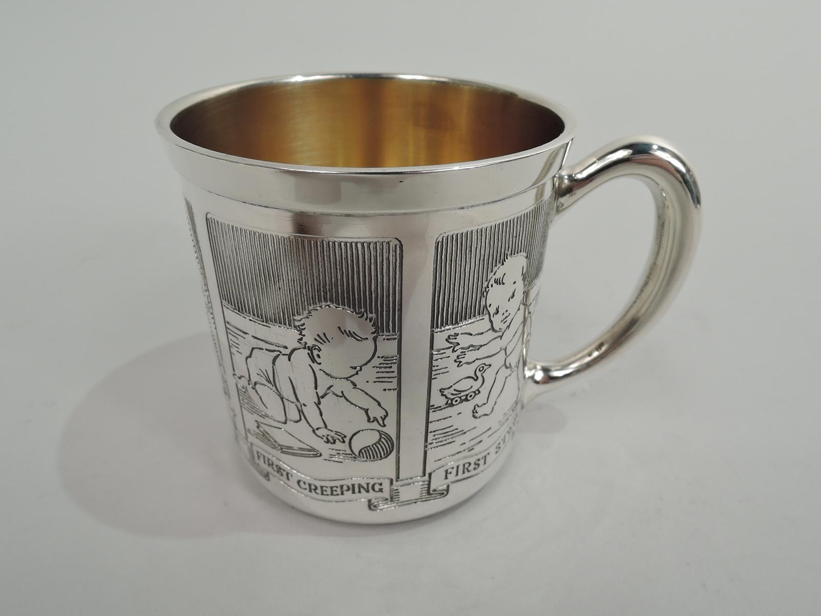 Art Deco Antique Blackinton American Sterling Silver First Step Baby Cup