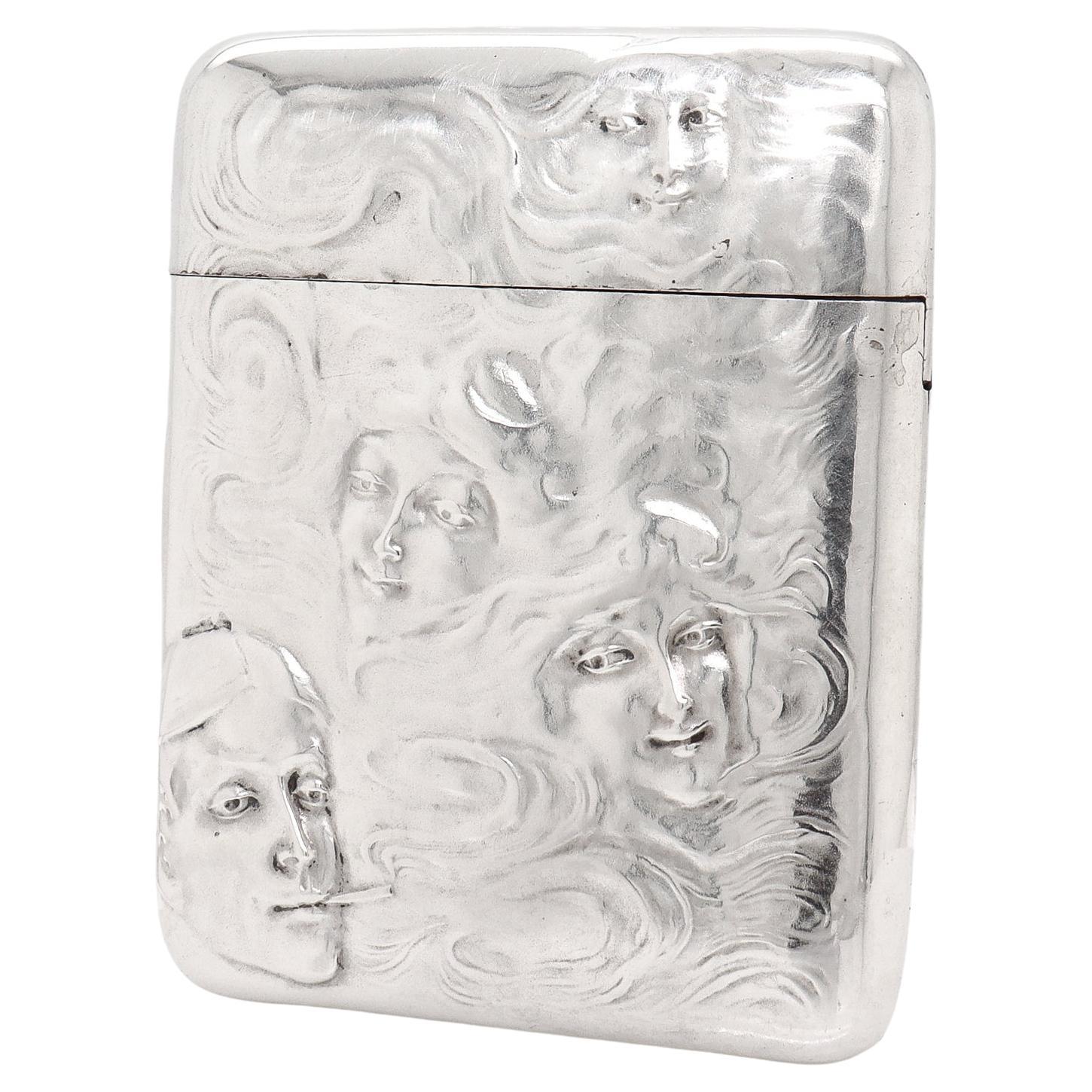 Antique Blackinton & Co. Art Nouveau Smokers Repousse Sterling Silver Matchsafe For Sale