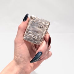 Antique Blackinton & Co Nouveau Fish & Water Repousse Sterling Silver Matchsafe
