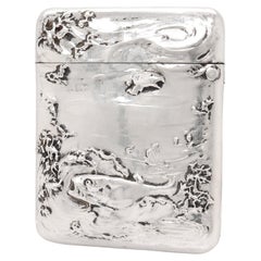 Antique Blackinton & Co Nouveau Fish & Water Repousse Sterling Silver Matchsafe