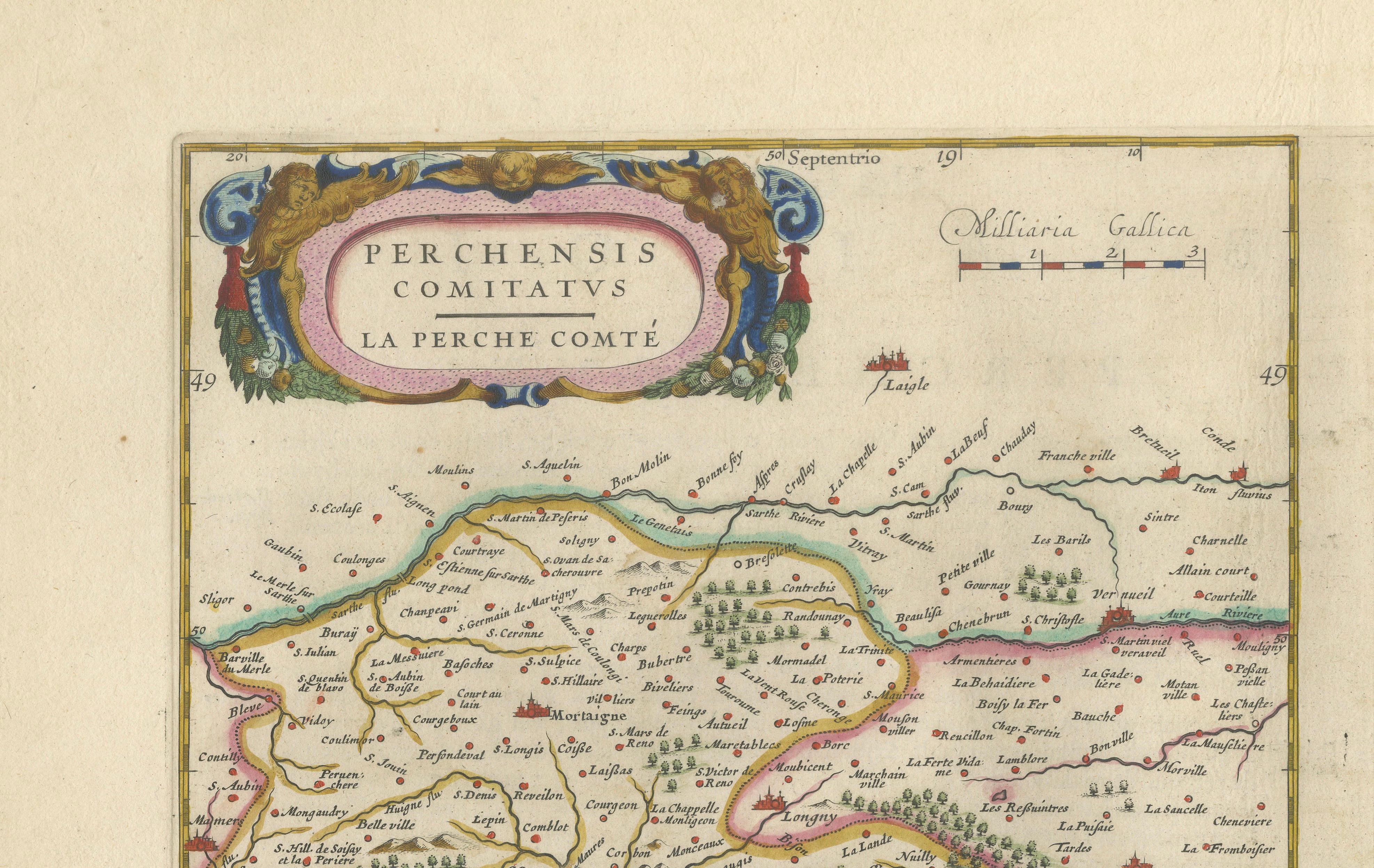 Antique Blaeu Double Map of Perche, Blois, Orléans and Tours, 1642