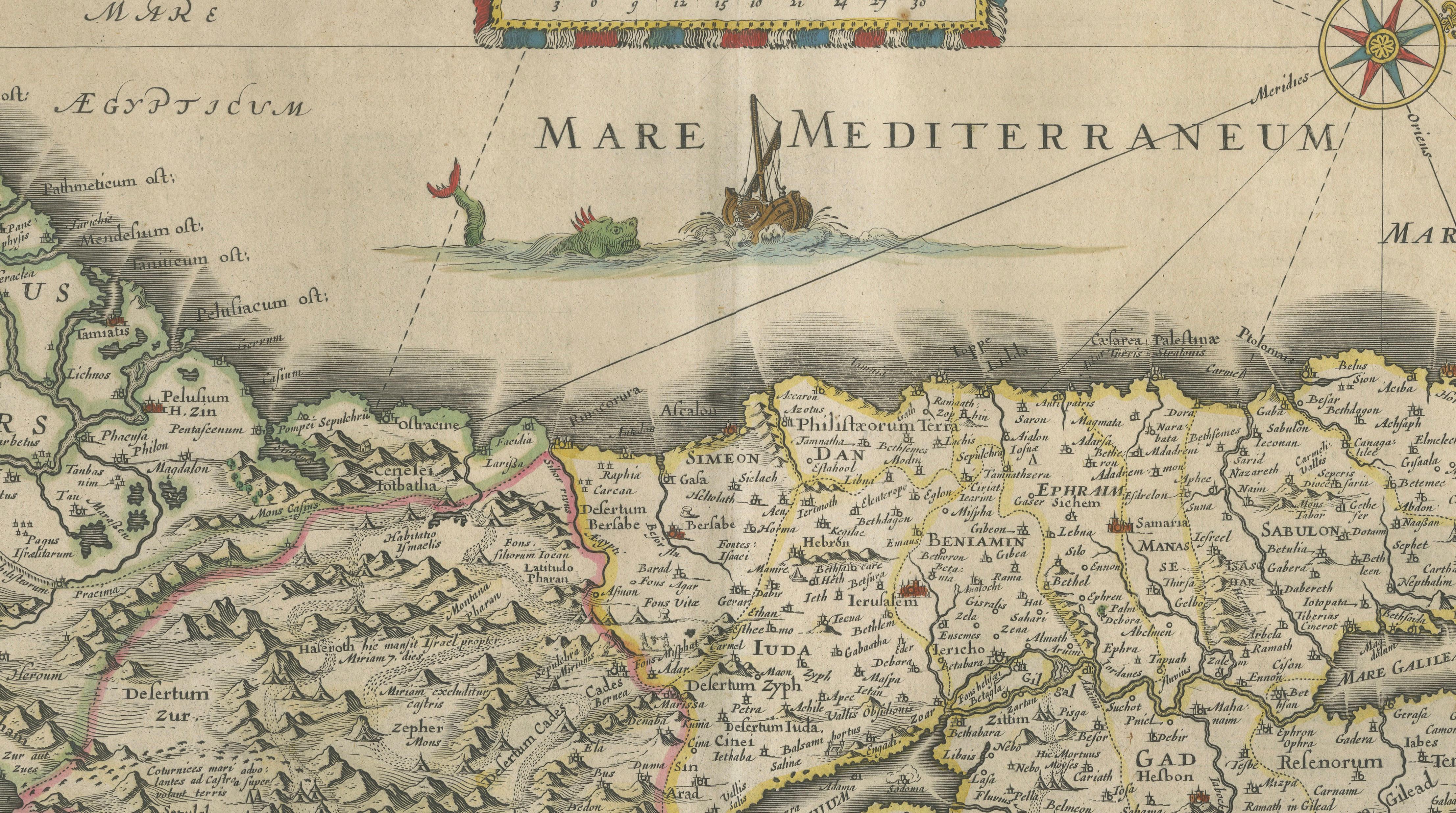 Antique Blaeu Holy Land Map – Terra Sancta Palestina, 1629