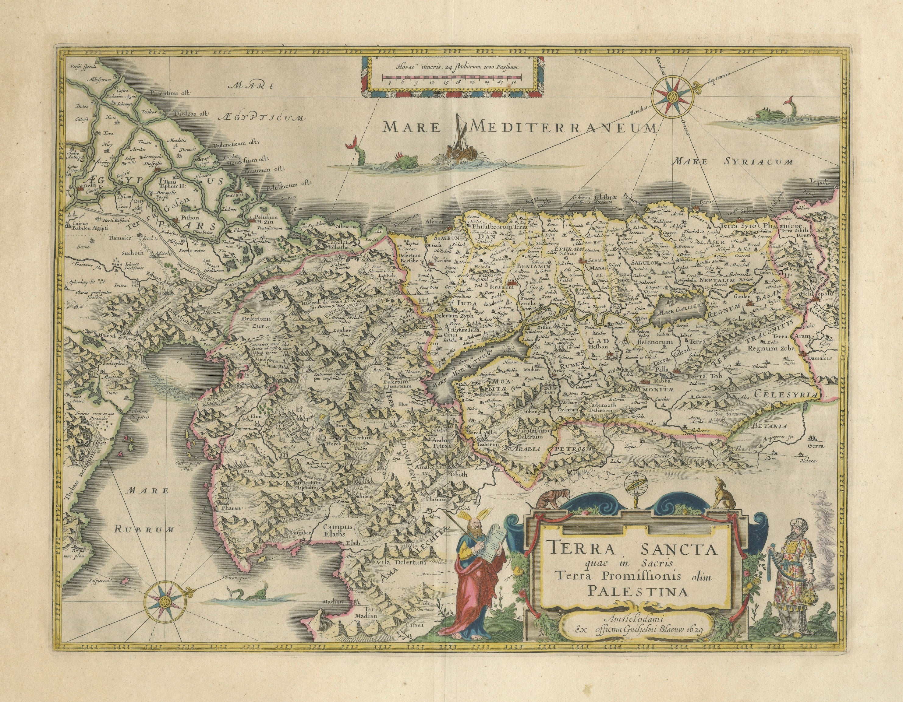 Antique Blaeu Holy Land Map – Terra Sancta Palestina, 1629