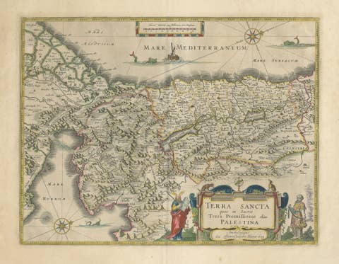Antique Blaeu Holy Land Map – Terra Sancta Palestina, 1629